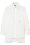 FENDI ASYMMETRIC EMBROIDERED COTTON-POPLIN SHIRT