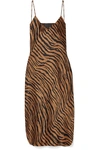 NILI LOTAN TIGER-PRINT SILK-SATIN MINI DRESS