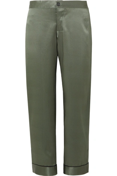 Asceno Printed Silk-satin Pajama Pants In Green