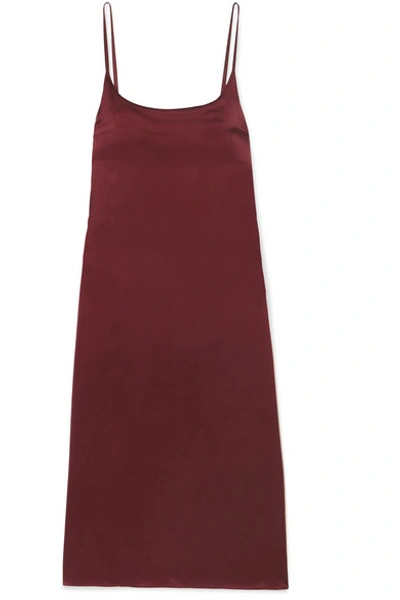 Asceno Washed-silk Midi Dress In Burgundy