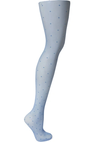 Falke Dot 15 Denier Point D'esprit Tights In Blue