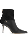 JIMMY CHOO BEYLA 85 SUEDE AND LEATHER ANKLE BOOTS