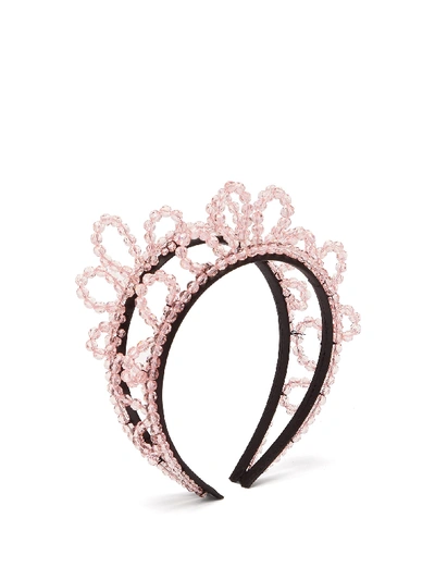 Simone Rocha Double Wiggle Crystal-embellished Headband In Pink