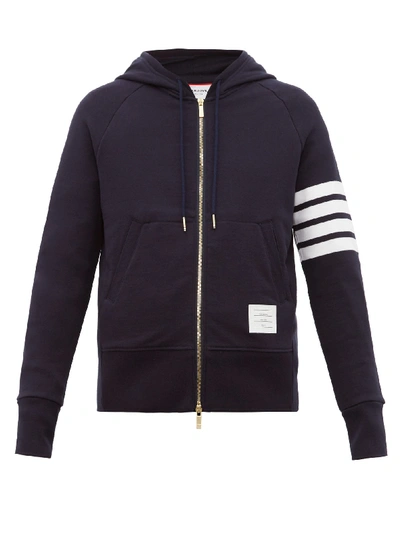 Thom Browne Hooded Sweatshirt With Zip In Navy