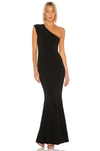 Norma Kamali One-shoulder Fluted Stretch-jersey Midi Dress In Black
