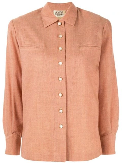 Pre-owned Hermes  Logo Buttons Straight Shirt In Pink