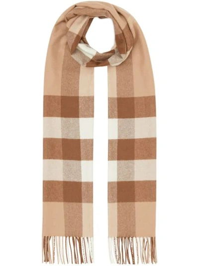 Burberry Cashmere Check Scarf In Neutrals
