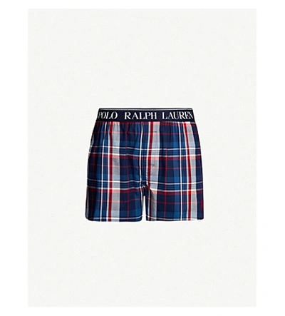 Polo Ralph Lauren Slim-fit Cotton Mid-rise Boxer Briefs In Blue Plaid