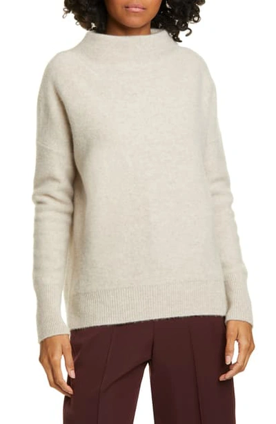 Vince Boiled Cashmere Funnel Neck Pullover In White