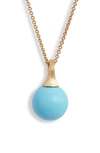 Marco Bicego Africa Boule 18k Yellow Gold Semiprecious Pendant Necklace In Turquoise/ Yellow Gold