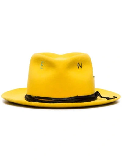Nick Fouquet Kane Compass Print Fedora Hat In Yellow