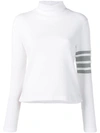 Thom Browne 4-bar Stripe Turtleneck Jumper In White