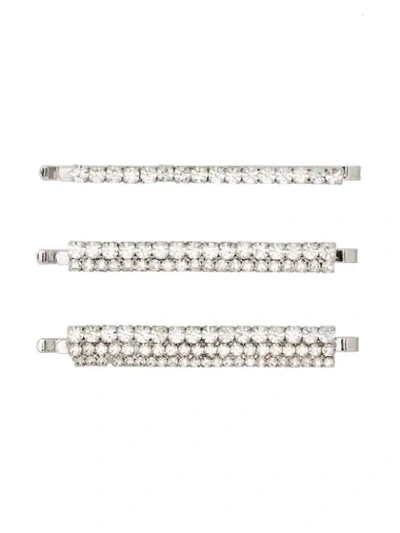 Alessandra Rich Set Of Three Crystal-embellished Hair Slides In 001 Crystal