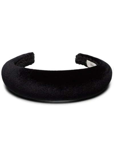 Jennifer Behr Thada Hammered Silk Headband In Black