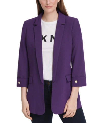 Dkny Open-front Blazer In Purple