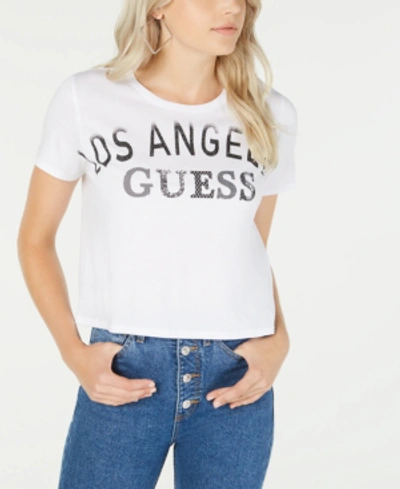 Guess Los Angeles Graphic T-shirt In Pure White