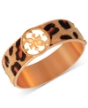 Guess Gold-tone Cheetah-print Faux-fur Animal Print Bangle Bracelet In Gold