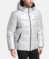 TOMMY HILFIGER MEN'S PEARLIZED PERFORMANCE HOODED PUFFER COAT