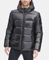 TOMMY HILFIGER MEN'S PEARLIZED PERFORMANCE HOODED PUFFER COAT