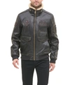 TOMMY HILFIGER MEN'S FAUX LEATHER AVIATOR BOMBER JACKET, CREATED FOR MACY'S
