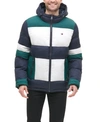 TOMMY HILFIGER MEN'S COLORBLOCKED HOODED PUFFER COAT, CREATED FOR MACY'S