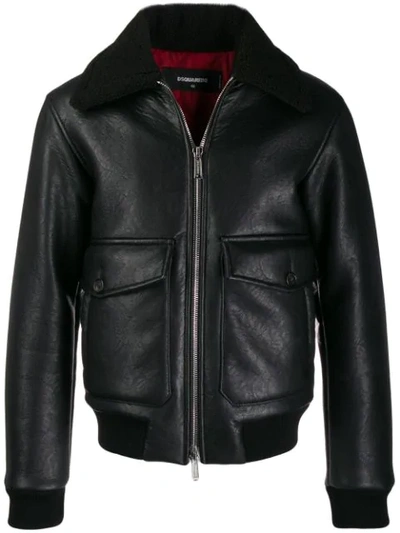 Dsquared2 Eco Shearling Bomber Jacket In Black