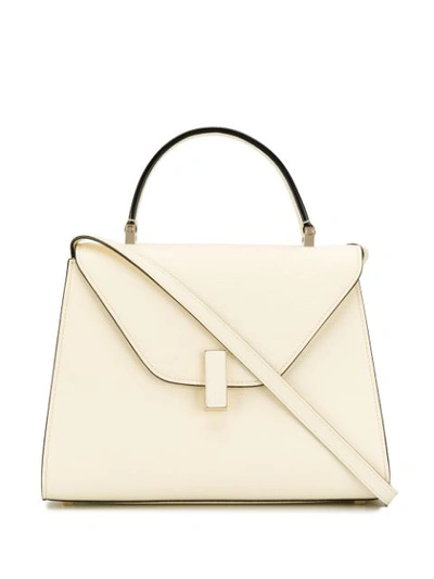 Valextra Iside Medium Textured-leather Shoulder Bag In Neutrals