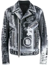 BALMAIN GRAFFITI PRINT LEATHER JACKET