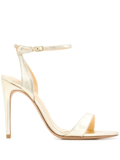 Alexandre Birman Willow 100 Metallic Leather Sandals In Gold