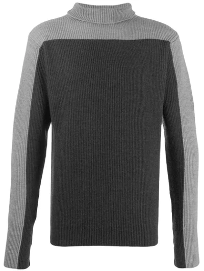 Barena Venezia Contrast Panel Roll Neck Sweater In Grey