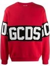 Gcds Long Sleeve Block Color Logo Sweater In Red