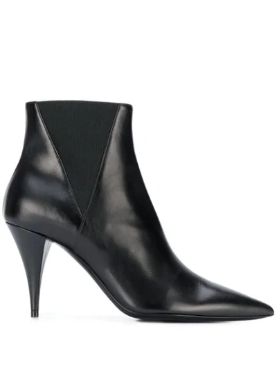 Saint Laurent Kiki Pointed Toe Ankle Boots In Black