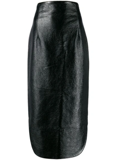 A.w.a.k.e. High-rise Vinyl Midi Skirt In Black