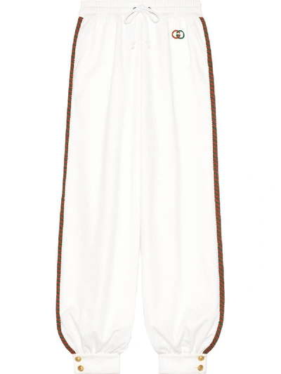 Gucci Torchon Trim Drawstring Track Trousers In White