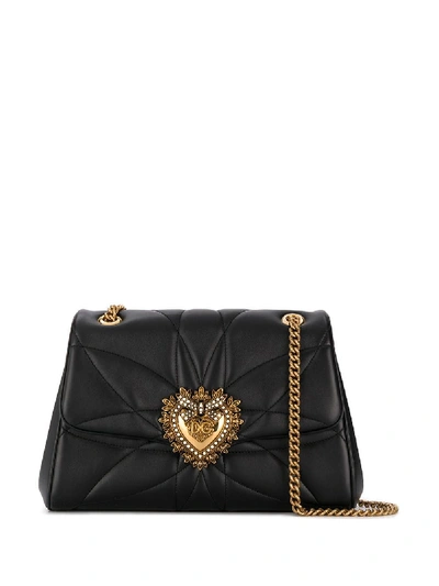 Dolce & Gabbana Devotion Leather Shoulder Bag In Black