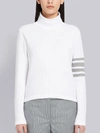 Thom Browne 4-bar Stripe Turtleneck Jumper In White