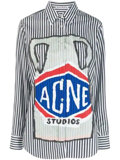 Acne Studios Ceramic-print Striped Shirt Black/white