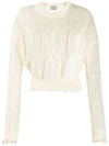 ACNE STUDIOS ACNE STUDIOS FRAYED CABLE KNIT JUMPER - 白色