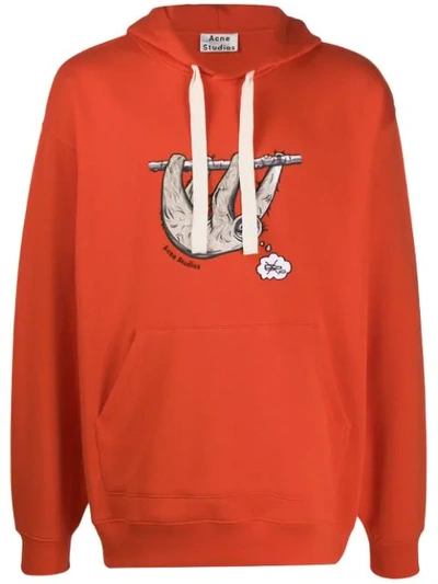 Acne Studios Animal-embroidered Hooded Sweatshirt Tomato Orange In Bp3-tomato Orange