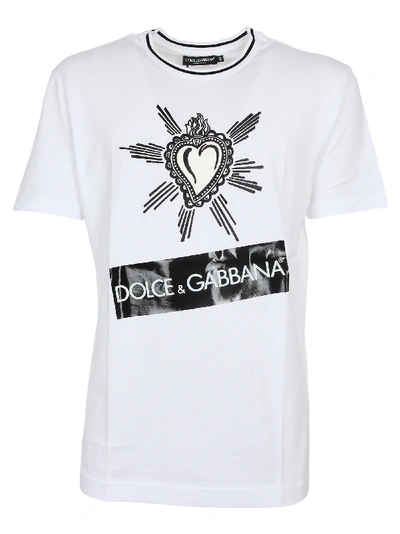 Dolce & Gabbana Short Sleeve T-shirt In Bianco