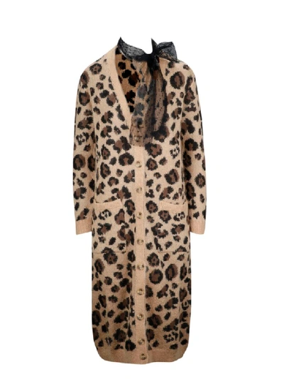 Red Valentino Leopard-jacquard Cotton-blend Cardigan In Animal Print