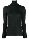 GUCCI GUCCI FINE SILK TURTLENECK KNITTED TOP - 黑色