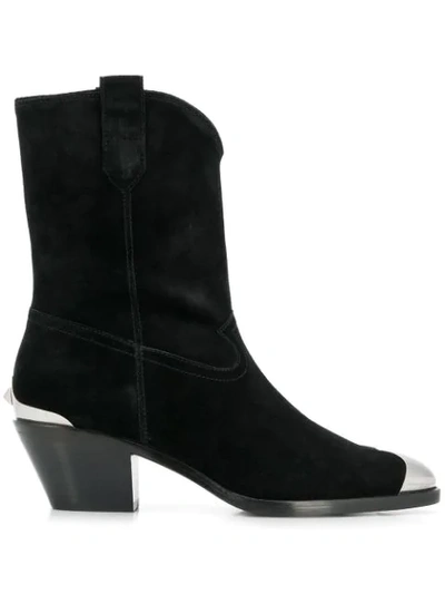 Ash Famous Texan Ankle Boots In Black Suede