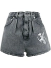 ALBERTA FERRETTI HEART PRINT DENIM SHORTS