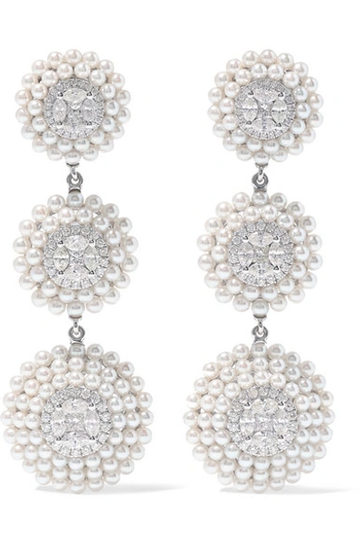 Amrapali 18-karat White Gold, Pearl And Diamond Earrings