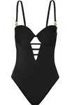 VERSACE EMBELLISHED CUTOUT SWIMSUIT