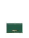 Prada Saffiano Leather Card Holder In Grün