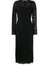 Dolce & Gabbana Floral Lace Midi Dress In Black
