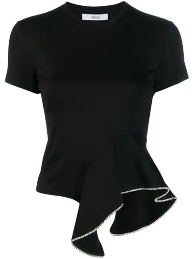 Area Embellished Peplum Jersey T-shirt In Black