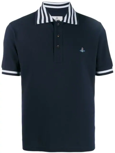 Vivienne Westwood Striped Trim Polo Shirt In Blue